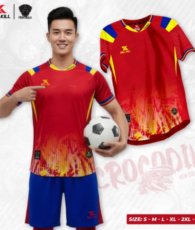 Áo bóng đá không logo CROCODILE đỏ