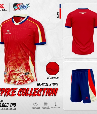 Áo bóng đá không logo Spike đỏ