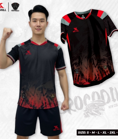 Áo bóng đá không logo CROCODILE đen