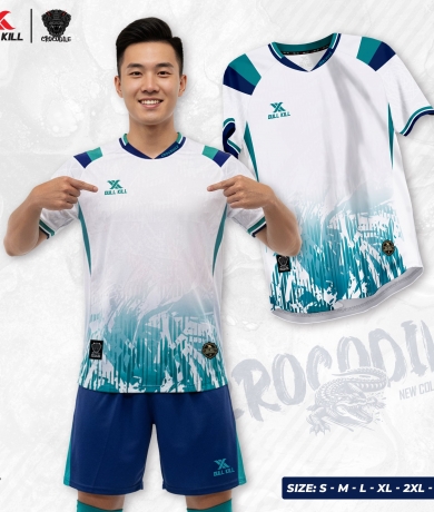 Áo bóng đá không logo CROCODILE trắng