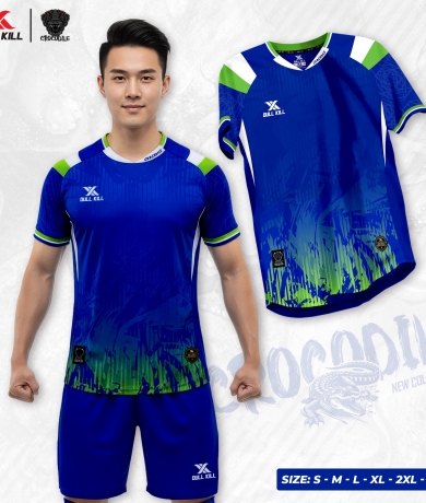 Áo bóng đá không logo CROCODILE xanh bích