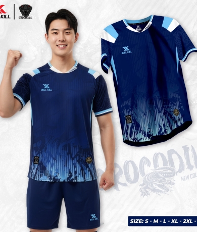 Áo bóng đá không logo CROCODILE xanh đen